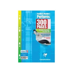 Clairefontaine - feuillets mobiles - 300 pages - A4 - grands carreaux (Seyes) - perforées