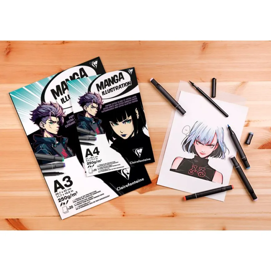 Clairefontaine - Illustration Manga - bloc encollé - A5 - 20 feuilles - 250g