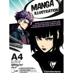 Clairefontaine - Illustration Manga - bloc encollé - A4 - 20 feuilles - 250g