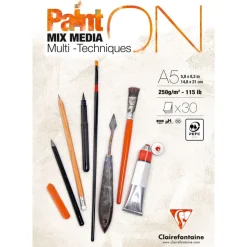 Clairefontaine - PaintON - bloc encollé - A5 - 30 feuilles - 250g