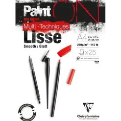 Clairefontaine - PaintON lisse - bloc encollé - A4 - 25 feuilles - 250g