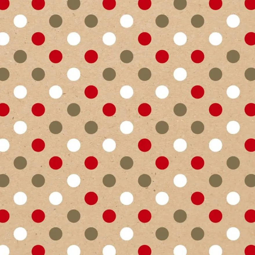 Clairefontaine - Papier cadeau kraft - 70 cm x 50 m - 60 g/m² - pois rouge/blanc/or