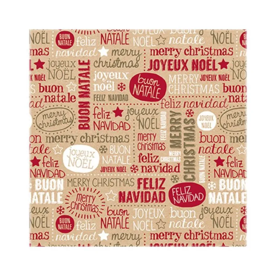 Clairefontaine - Papier cadeau kraft - 70 cm x 50 m - 70 g/m² - motif mots de Noël