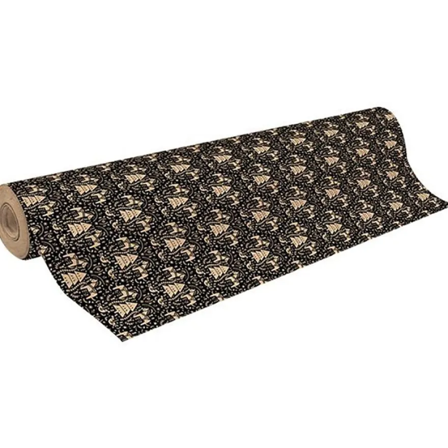 Clairefontaine - Papier cadeau kraft - 70 cm x 50 m - 70 g/m² - motif sapins fond noir