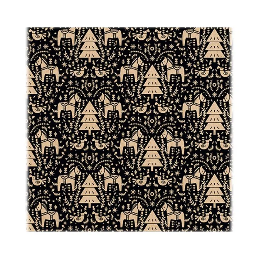 Clairefontaine - Papier cadeau kraft - 70 cm x 50 m - 70 g/m² - motif sapins fond noir