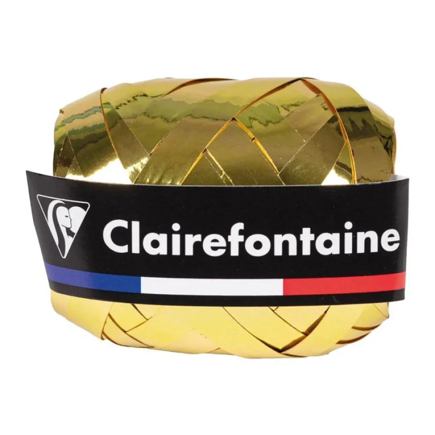 Clairefontaine - Ruban d'emballage cadeau - 0.7 cm x 10 m - métallique - or, argent