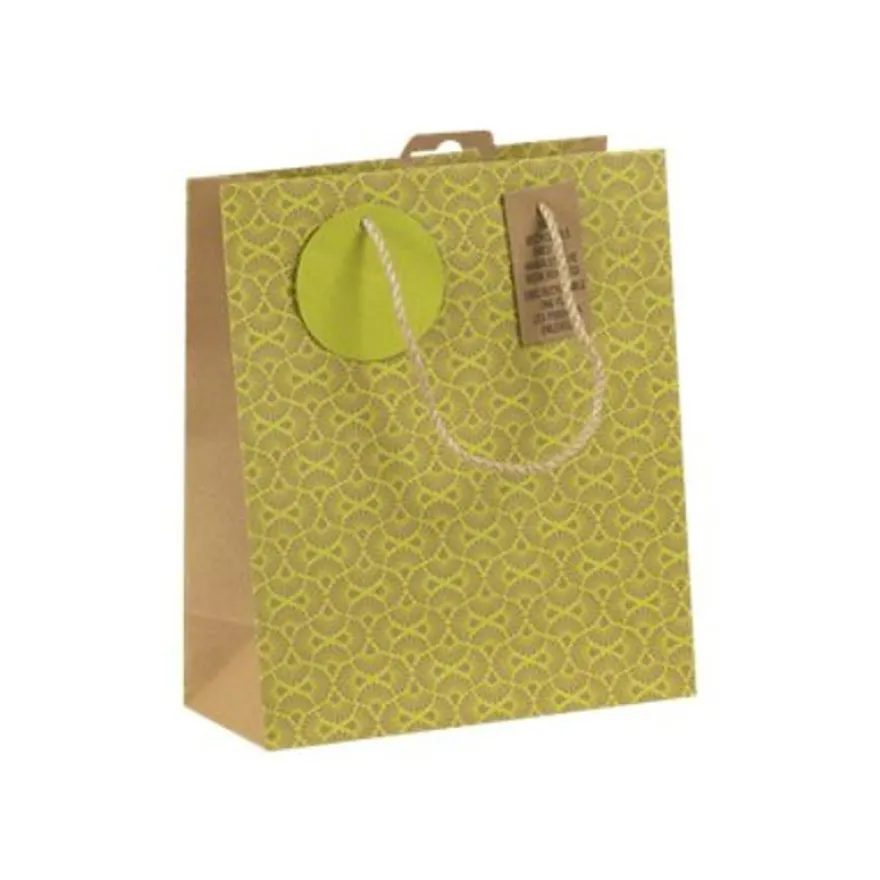 Clairefontaine - Sac cadeau kraft - néon jaune fluo - 21,5 cm x 10,2 cm x 25,3 cm