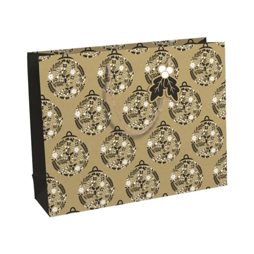 Clairefontaine - Sac cadeau kraft - holly noir et or - 37,3 cm x 11,8 cm x 27,5 cm