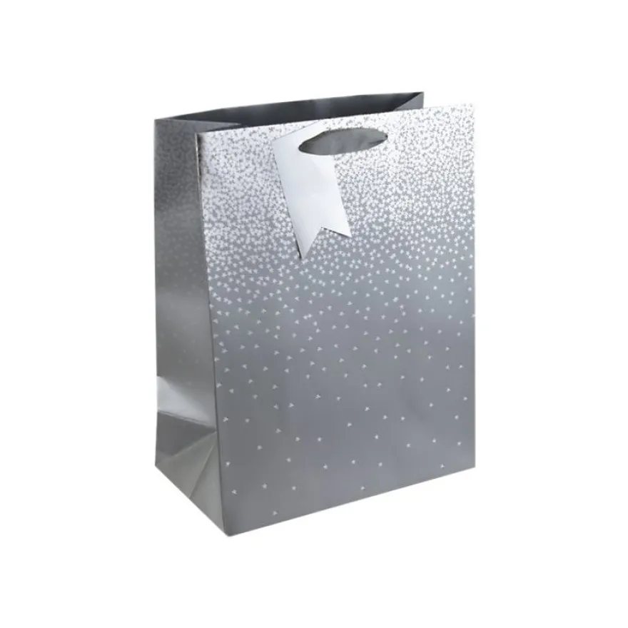 Clairefontaine - Sac cadeau - pluies d'étoiles argent - 26,5 cm x 14 cm x 33 cm