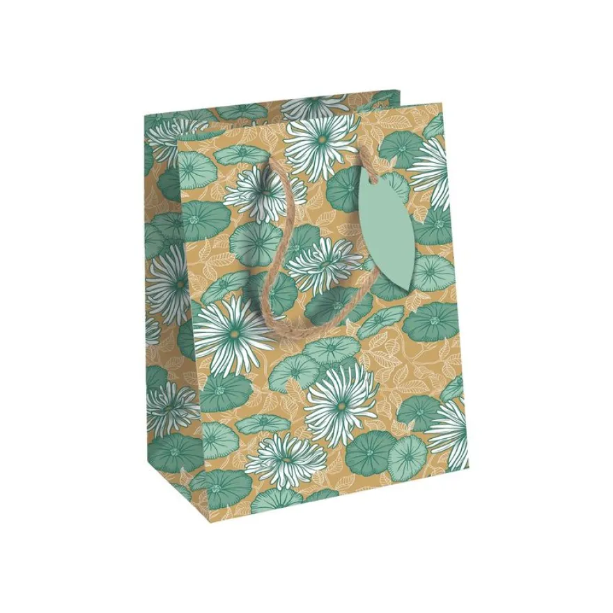 Clairefontaine - Sac cadeau moyen 21,5 x 10,2 x 25,3 cm - jardin - vert