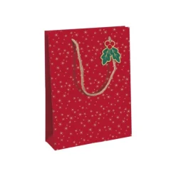 Clairefontaine - Sac cadeau kraft - holly rouge et vert - 26,5 cm x 14 cm x 33 cm