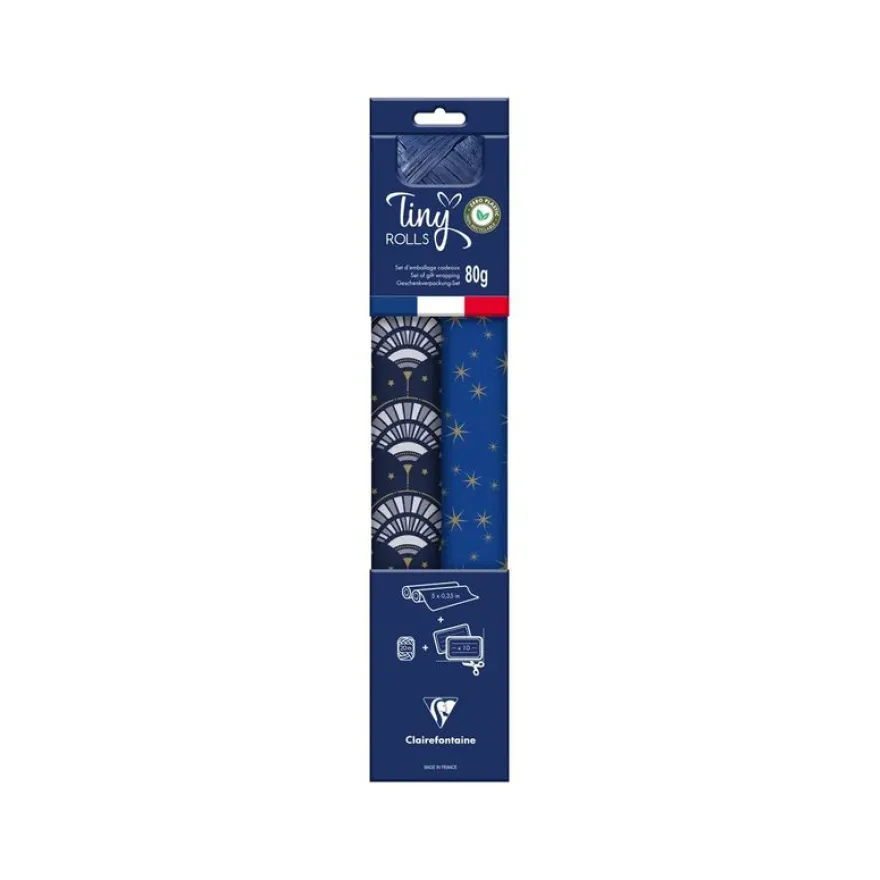 Clairefontaine - Set d'emballage cadeaux bleu/or - Tiny Rolls