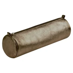 Clairefontaine - Trousse ronde - cuir - brun