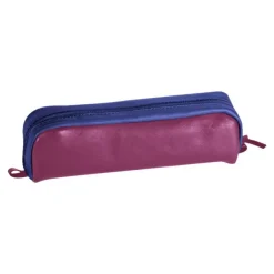 Clairefontaine - Trousse rectangulaire - cuir - bicolore bleu/fuchsia