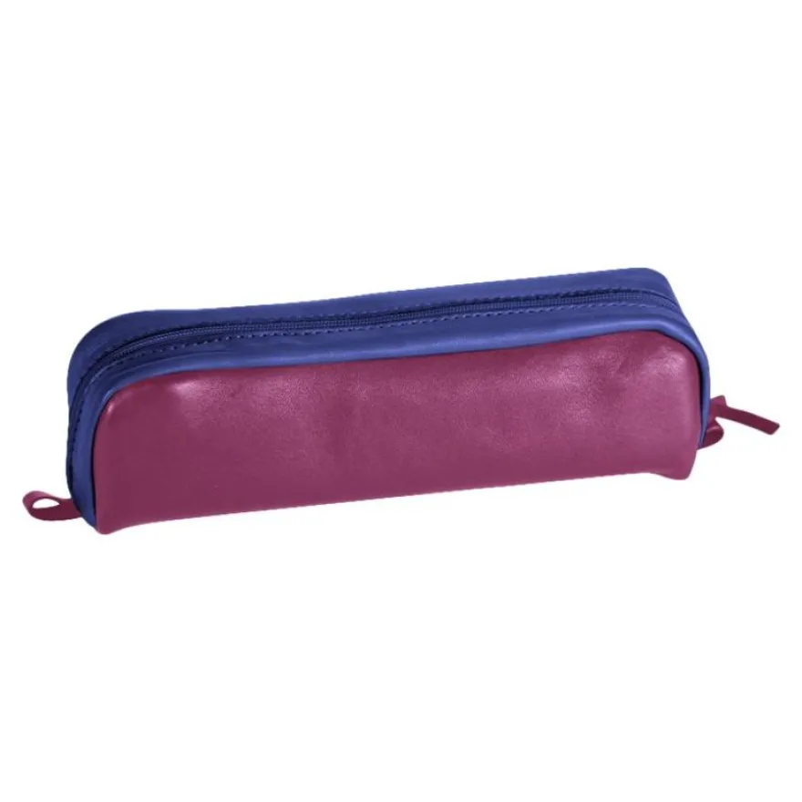 Clairefontaine - Trousse rectangulaire - cuir - bicolore bleu/fuchsia