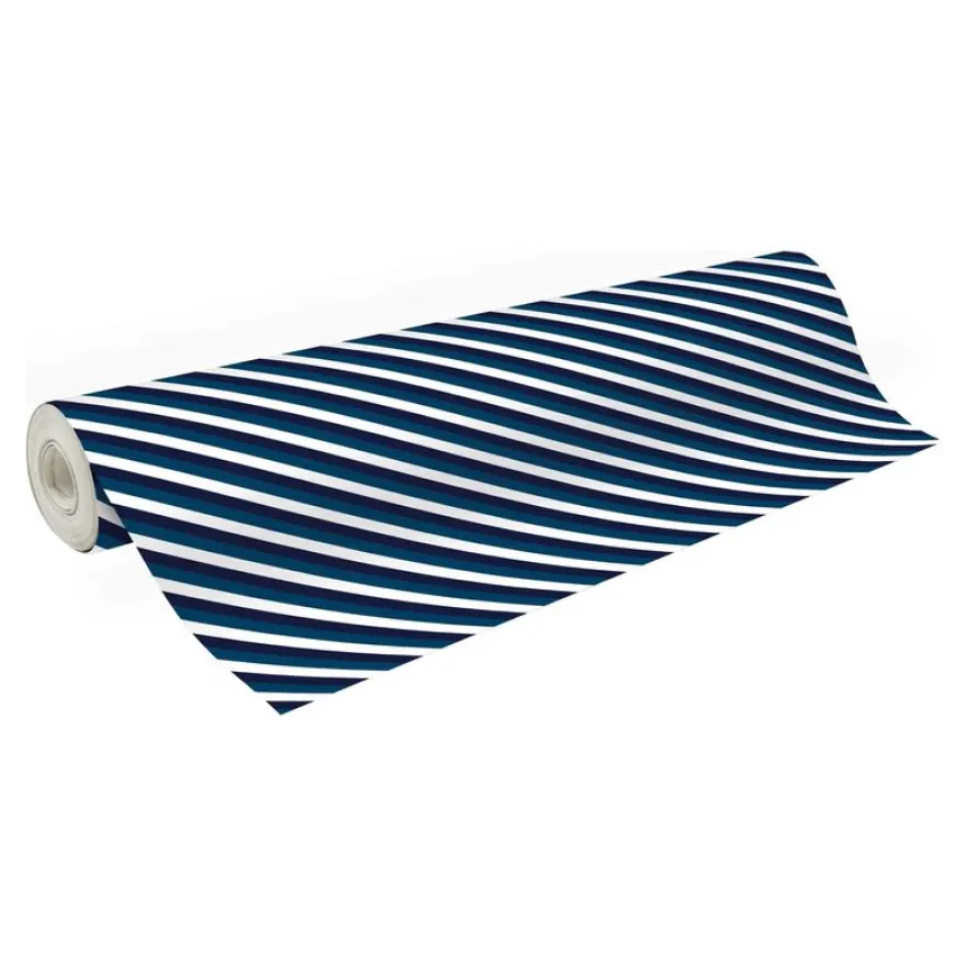 Clairefontaine Alliance - Emballage cadeau - 70 cm x 50 m - 60 g/m² - blue & white stripes - bleu - papier