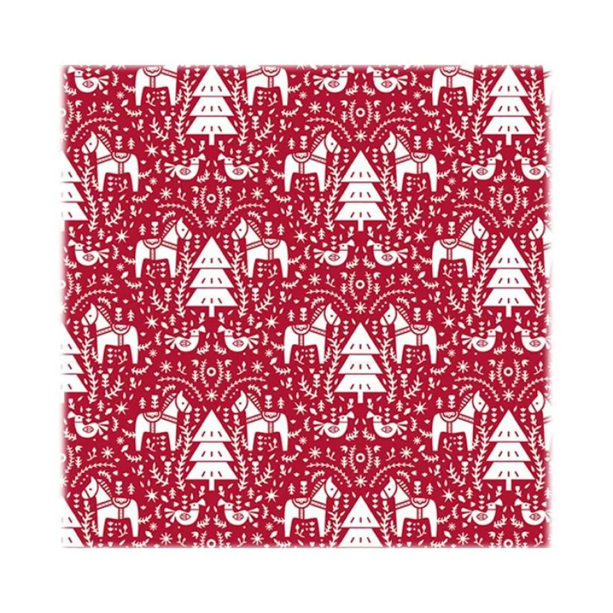 Clairefontaine Alliance - Papier cadeau - 70 cm x 50 m - 60 g/m² - motif sapins fond rouge