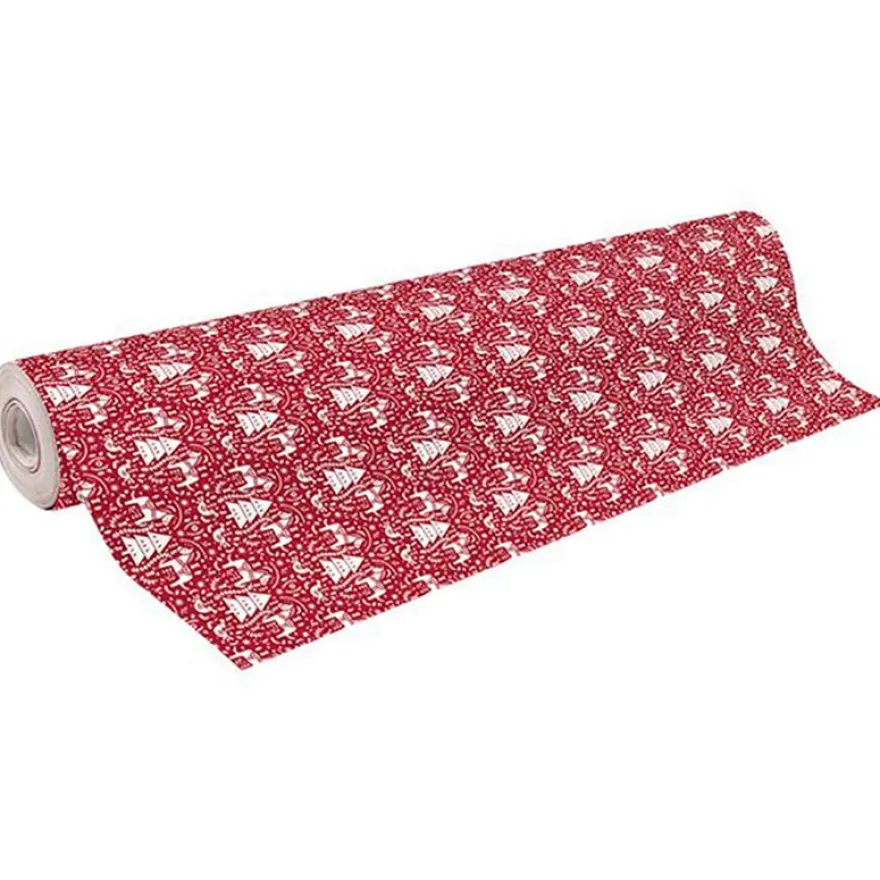 Clairefontaine Alliance - Papier cadeau - 70 cm x 50 m - 60 g/m² - motif sapins fond rouge