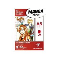 Clairefontaine BD Comics Manga illustrations - Bloc de dessin - A5 - 50 feuilles - 100 gr