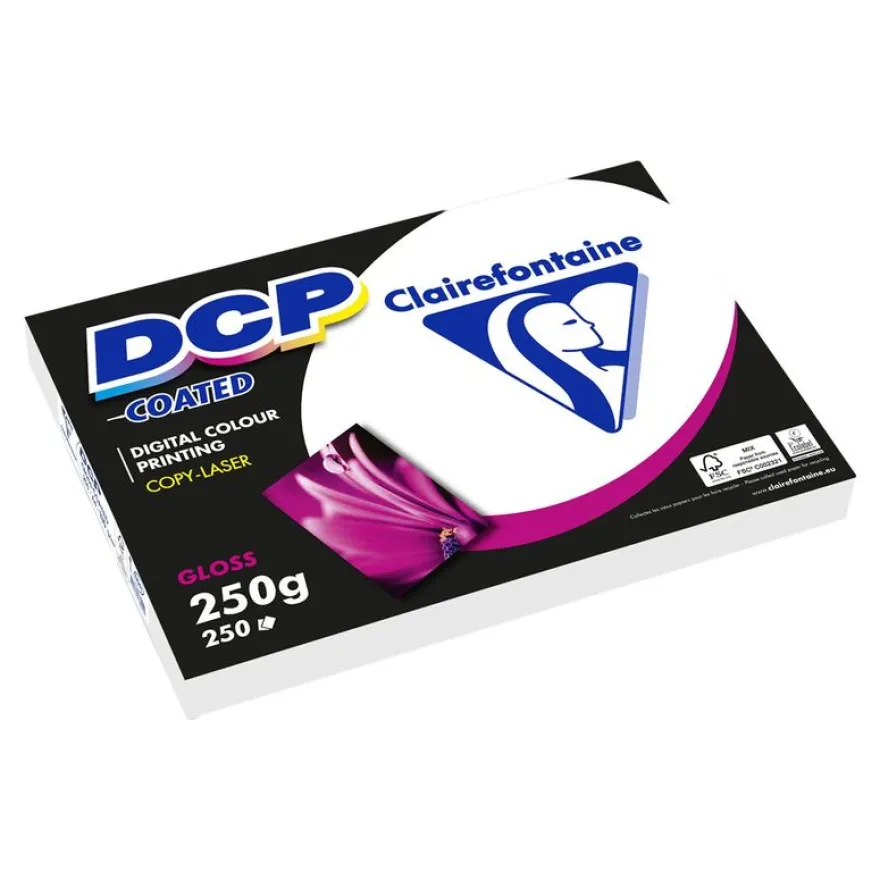 Clairefontaine DCP Gloss Coated - Papier ultra blanc - A3 (297 x 420 mm) - 250 g/m² - Ramette de 125 feuilles