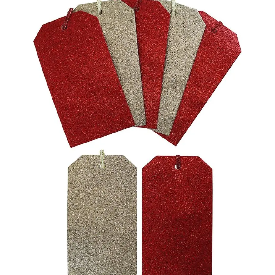 Clairefontaine Eurowrap - 10 Étiquettes cadeau pailletées - rouge/or