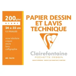 Clairefontaine Fine Arts - Pochette papier à dessin - 12 feuilles - 24 x 32 cm