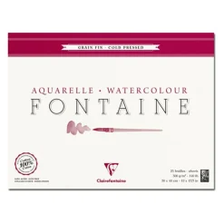 Clairefontaine Fontaine - Bloc de papier aquarelle grain fin - 30 x 40 cm - 25 feuilles - 300 g/m²