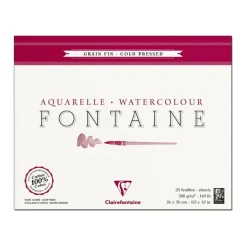 Clairefontaine Fontaine - Bloc de papier aquarelle grain fin - 24 x 30 cm - 25 feuilles - 300 g/m²
