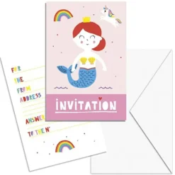 Clairefontaine Héros De Mon Enfance - 6 cartes d'invitation - 10,5 x 18 cm - rose