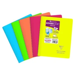 Clairefontaine Koverbook Neon - Cahier polypro A5 - 160 pages - Petits carreaux (5x5 mm) - Disponible en différents coloris