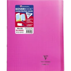 Clairefontaine Koverbook - Cahier polypro 24 x 32 cm - 96 pages - grands carreaux (Seyes) - disponible dans différentes couleurs