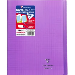 Clairefontaine Koverbook - Cahier polypro 24 x 32 cm - 96 pages - grands carreaux (Seyes) - disponible dans différentes couleurs