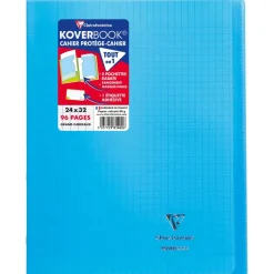 Clairefontaine Koverbook - Cahier polypro 24 x 32 cm - 96 pages - grands carreaux (Seyes) - disponible dans différentes couleurs