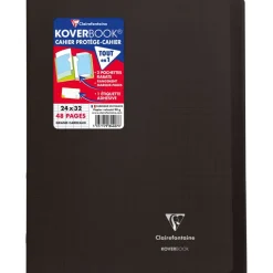 Clairefontaine Koverbook - Cahier polypro 24 x 32 cm - 48 pages - grands carreaux (Seyes) - noir