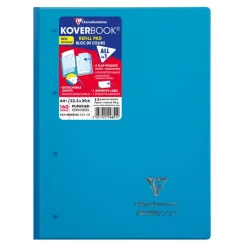 Clairefontaine Koverbook - Bloc de cours agrafé A4+ - 160 pages détachables perforées - petits carreaux (5x5 mm) - disponible dans différentes couleurs