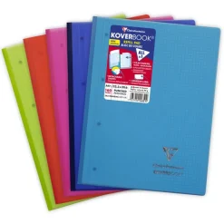 Clairefontaine Koverbook - Bloc de cours agrafé A4+ - 160 pages détachables perforées - petits carreaux (5x5 mm) - disponible dans différentes couleurs