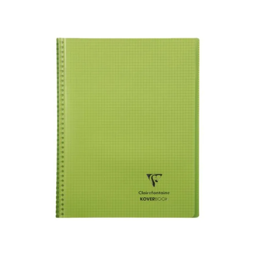 Clairefontaine Koverbook - Cahier à spirale polypro 24 x 32 cm - 160 pages - petits carreaux (5x5 mm) - disponible dans différentes couleurs