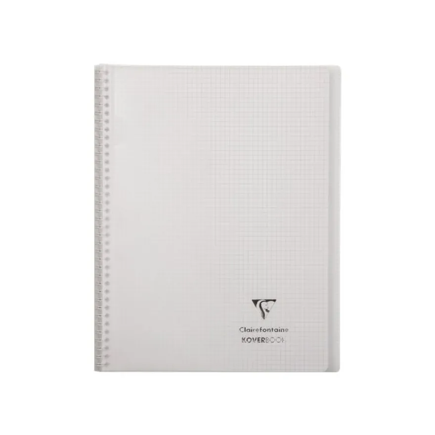 Clairefontaine Koverbook - Cahier à spirale polypro 24 x 32 cm - 160 pages - petits carreaux (5x5 mm) - disponible dans différentes couleurs
