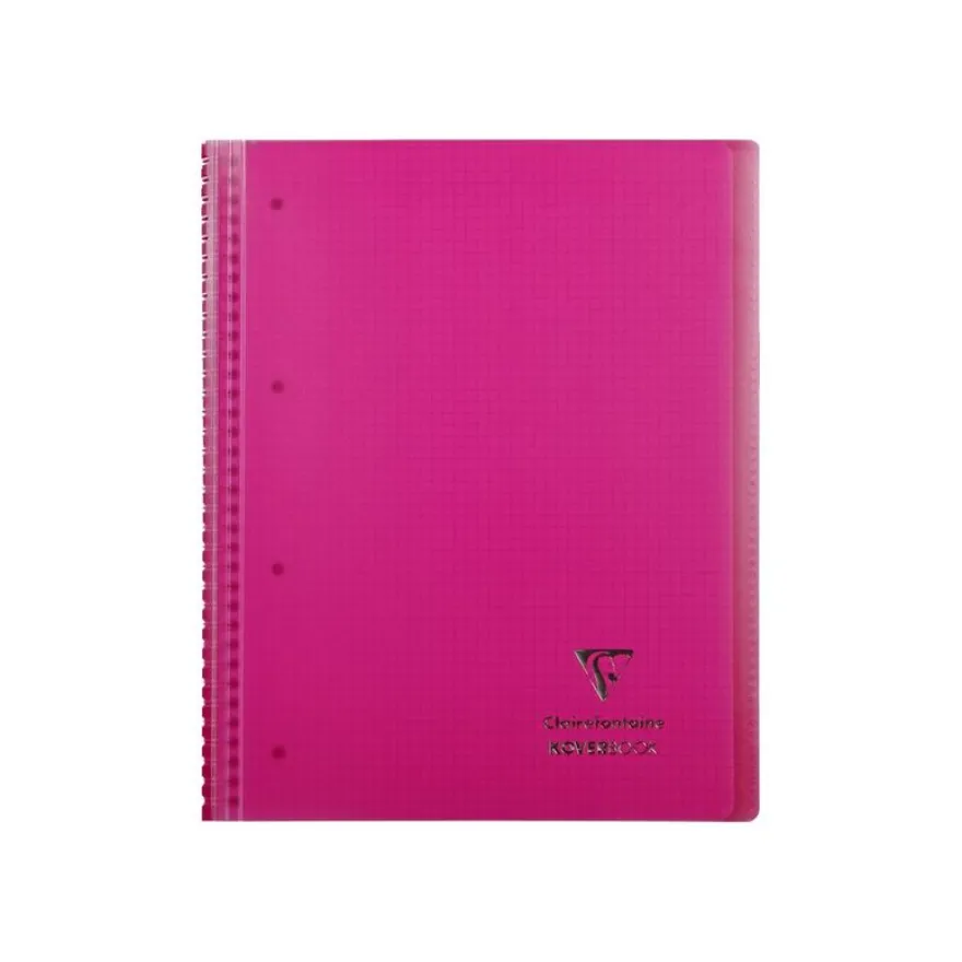 Clairefontaine Koverbook - Cahier à spirale polypro A4+ (22,5 x 29,7 cm) - 160 pages - petits carreaux (5x5 mm) - disponible dans différentes couleurs