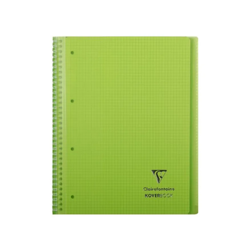 Clairefontaine Koverbook - Cahier à spirale polypro A4+ (22,5 x 29,7 cm) - 160 pages - petits carreaux (5x5 mm) - disponible dans différentes couleurs