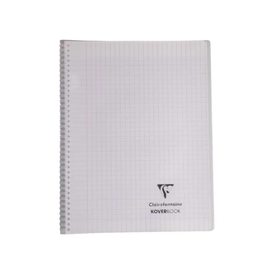Clairefontaine Koverbook - Cahier polypro spiralé 24 x 32 cm - 160 pages - grands carreaux (Seyes) - disponible dans différentes couleurs