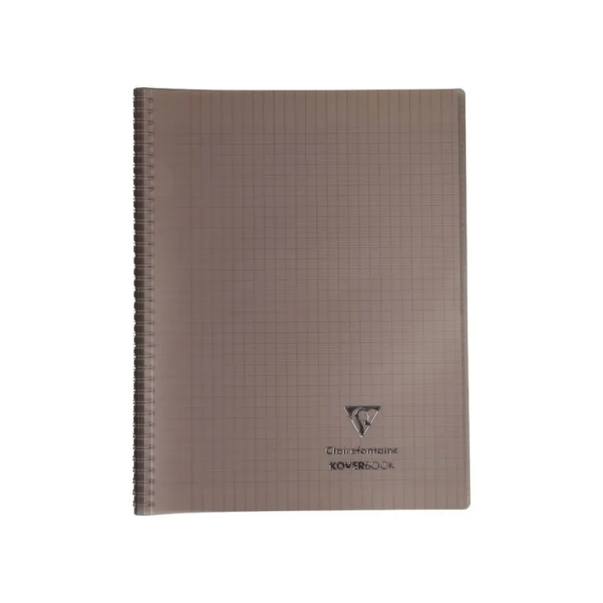 Clairefontaine Koverbook - Cahier polypro spiralé 24 x 32 cm - 160 pages - grands carreaux (Seyes) - disponible dans différentes couleurs