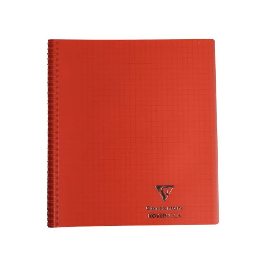 Clairefontaine Koverbook - Cahier polypro spiralé 24 x 32 cm - 160 pages - grands carreaux (Seyes) - disponible dans différentes couleurs