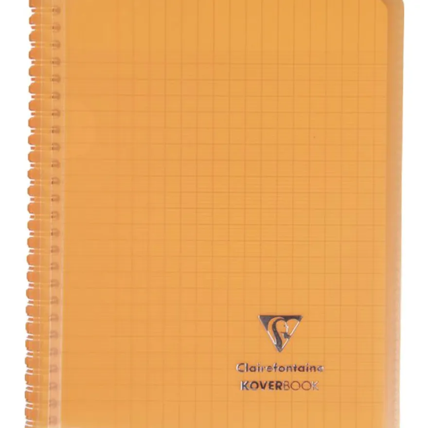 Clairefontaine Koverbook - Cahier polypro spiralé - 17 x 22 cm - 160 pages - grands carreaux (Seyes) - disponible dans différentes couleurs