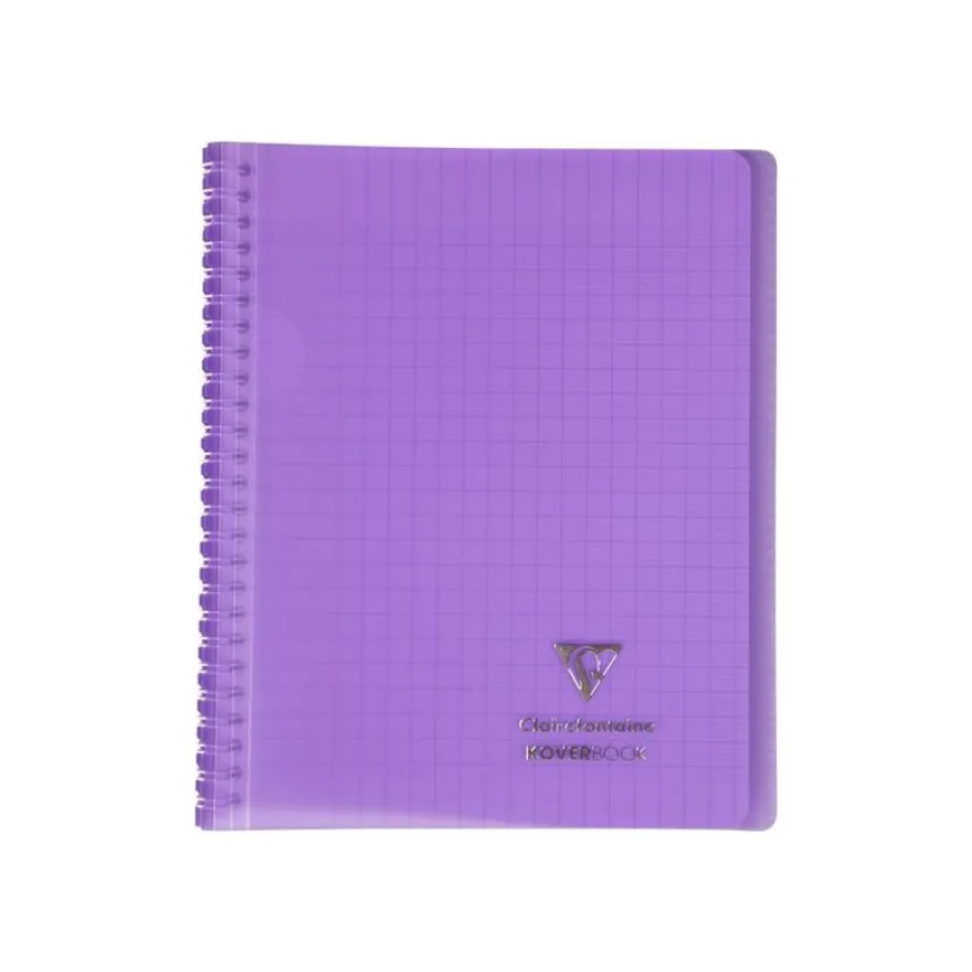 Clairefontaine Koverbook - Cahier polypro spiralé - 17 x 22 cm - 160 pages - grands carreaux (Seyes) - disponible dans différentes couleurs