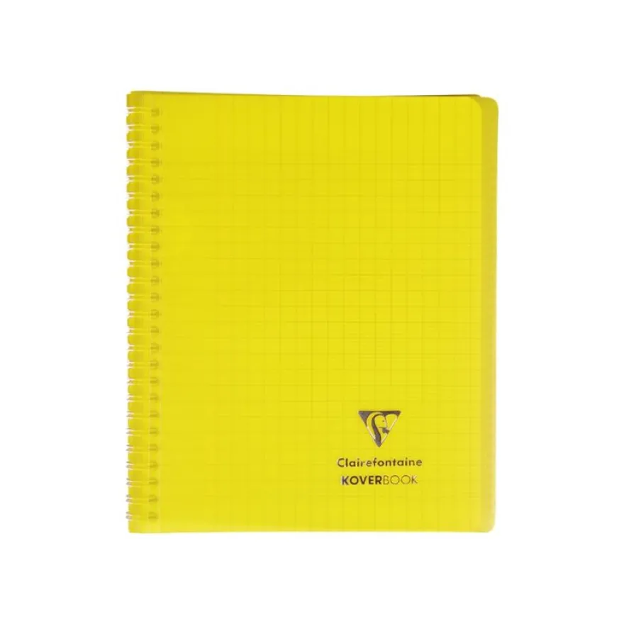 Clairefontaine Koverbook - Cahier polypro spiralé - 17 x 22 cm - 160 pages - grands carreaux (Seyes) - disponible dans différentes couleurs