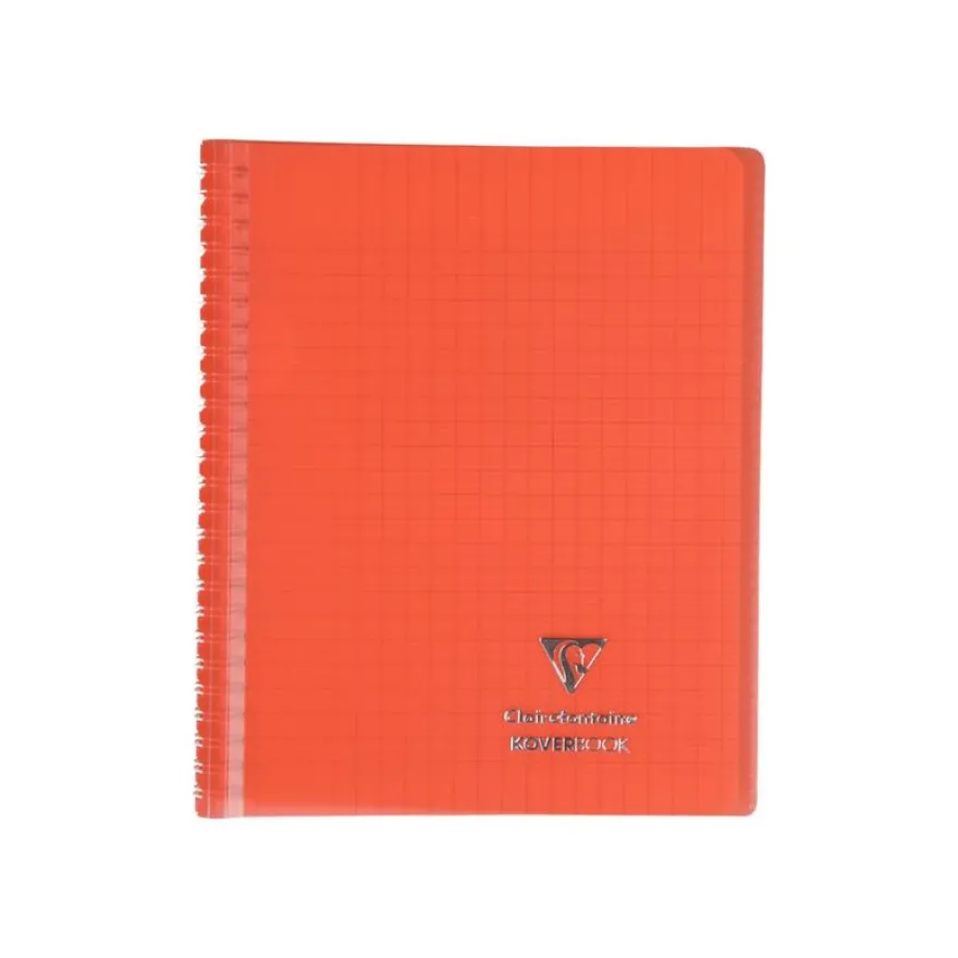 Clairefontaine Koverbook - Cahier polypro spiralé - 17 x 22 cm - 160 pages - grands carreaux (Seyes) - disponible dans différentes couleurs