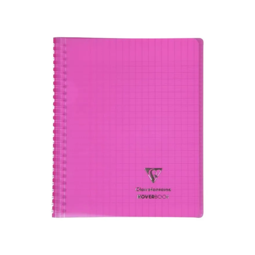 Clairefontaine Koverbook - Cahier polypro spiralé - 17 x 22 cm - 160 pages - grands carreaux (Seyes) - disponible dans différentes couleurs