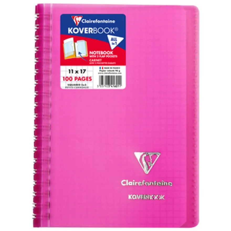 Clairefontaine Koverbook - Cahier à spirale 11 x 17 cm - 100 pages - disponible dans différentes couleurs