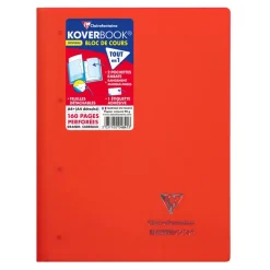 Clairefontaine Koverbook - Bloc de cours agrafé A4+ - 160 pages détachables perforées - grands carreaux (Seyes) - disponible dans différentes couleurs
